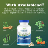 RidgeCrest Herbals ClearLungs Extra Strength herbal supplement label details
