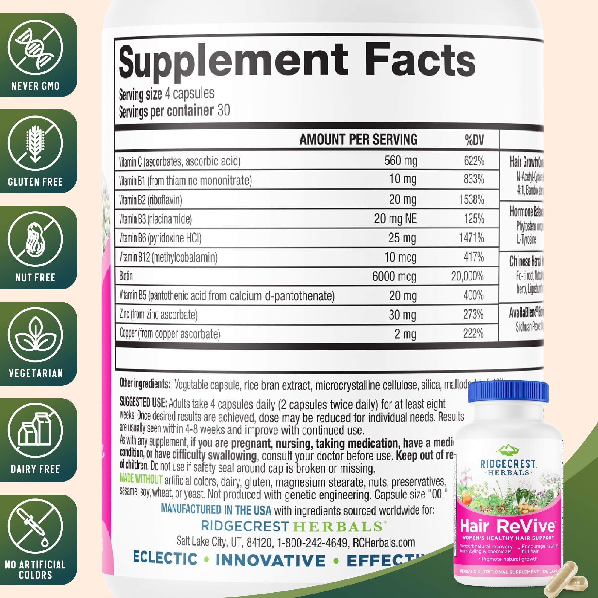 RidgeCrest Herbals Hair ReVive 130g back view