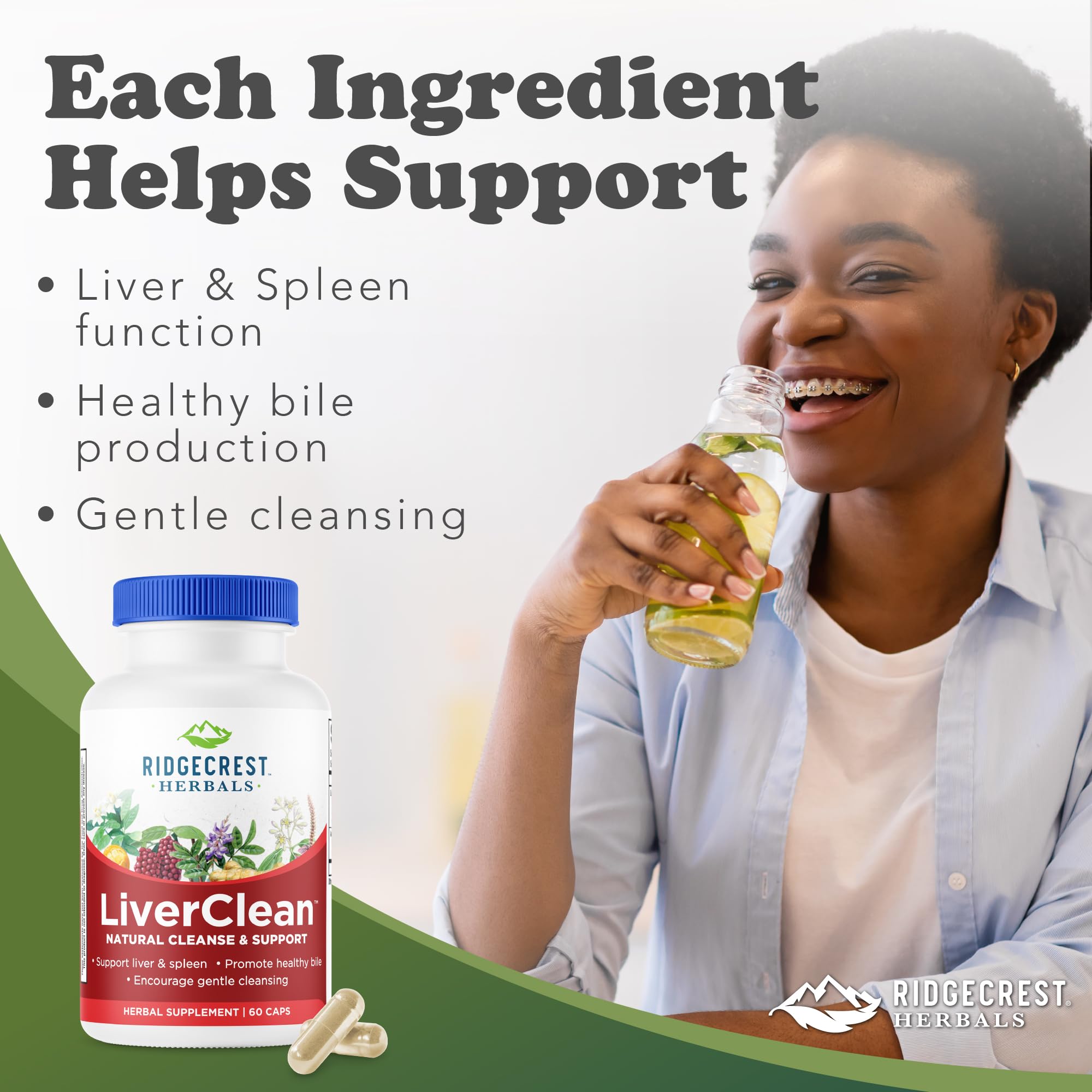 RidgeCrest Herbals LiverClean 10g supplement side view