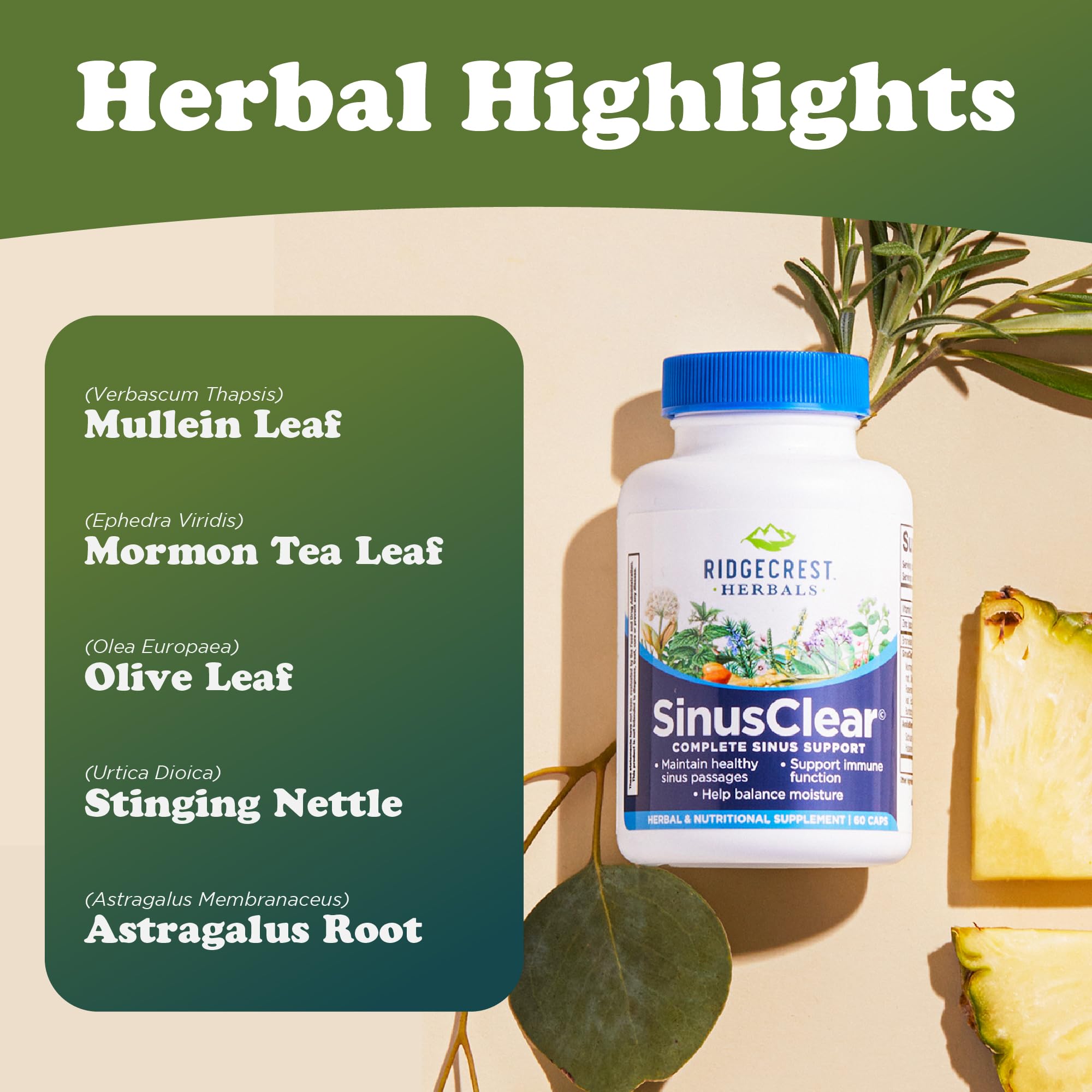 RidgeCrest Herbals SinusClear natural supplement ingredients list