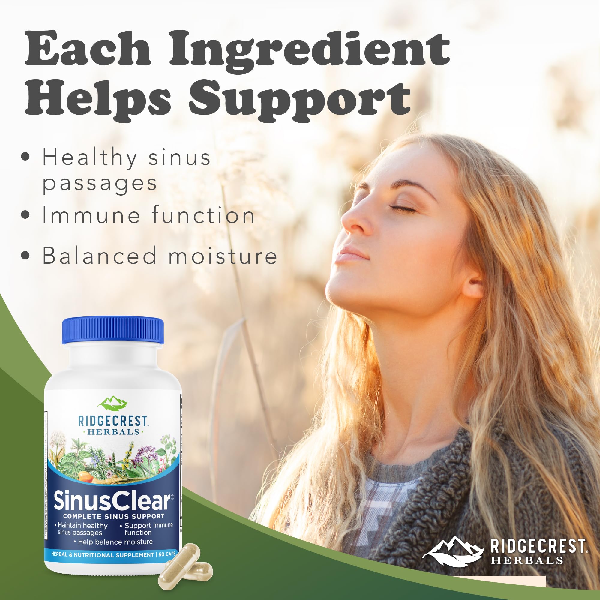 RidgeCrest Herbals SinusClear natural supplement side view
