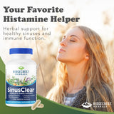 RidgeCrest Herbals SinusClear natural supplement with a glass of water