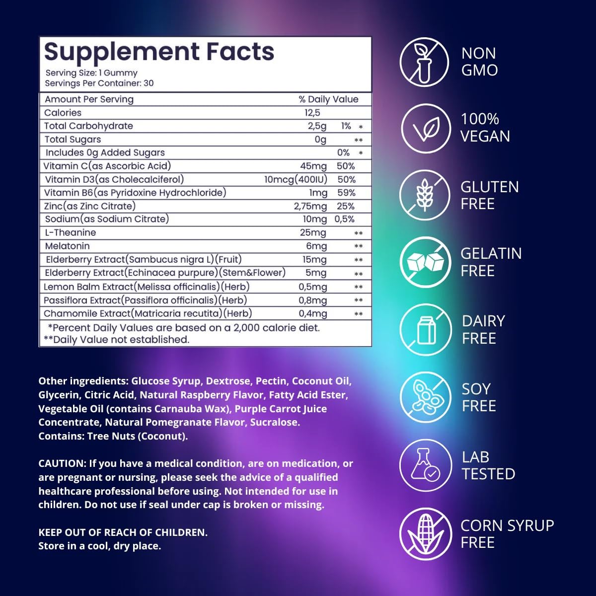riev Natural Sleep Vitamin Gummies with ingredients list on the back