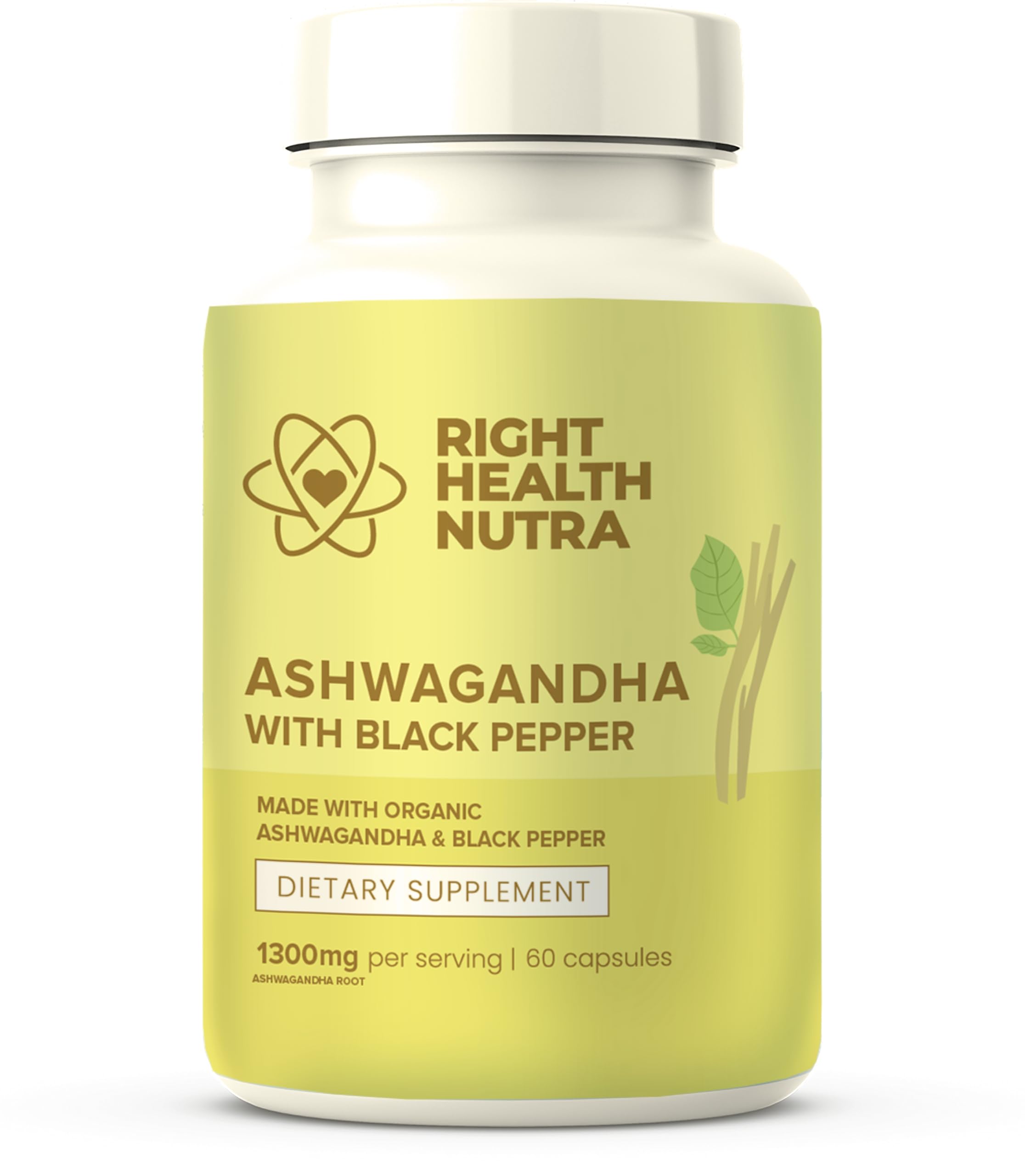 Right Health Nutra Ashwagandha capsules front view