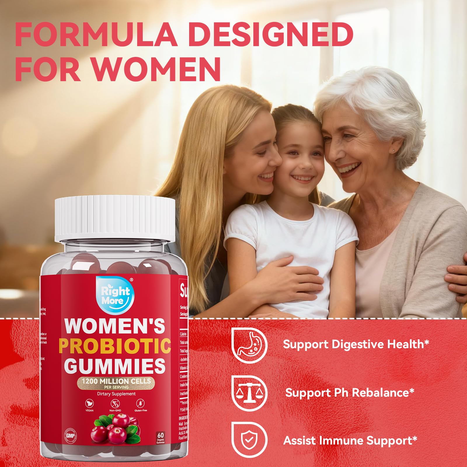 Right More Cranberry Probiotics Gummies nutritional information