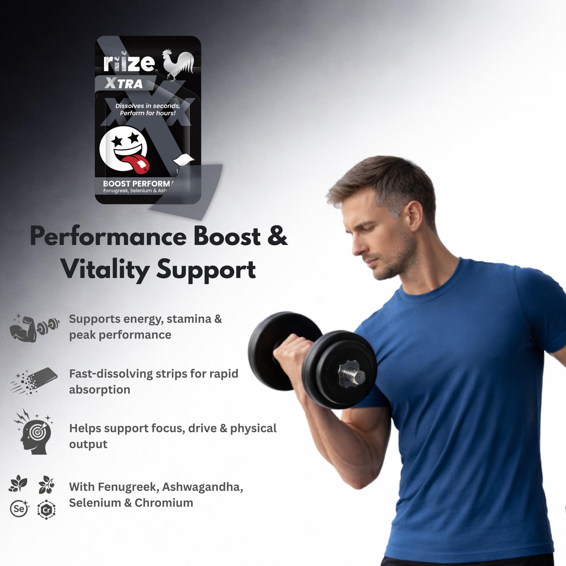 Riize Ashwagandha Oral Strips with Fenugreek Extract close-up
