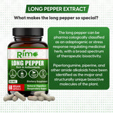 Rimo Nutrition Long Pepper product packaging and capsules