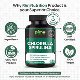 Rimo Nutrition Spirulina and Chlorella Capsules side view showing capsule size