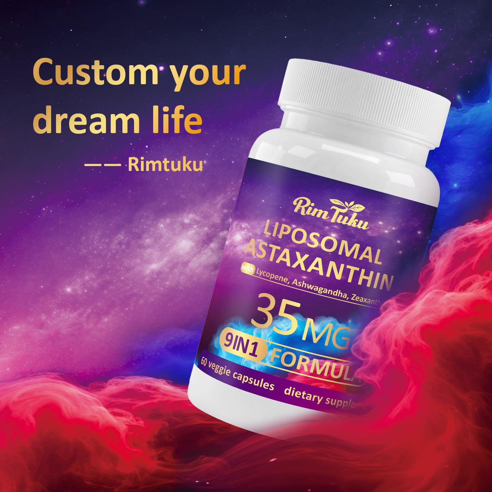RimTuku Astaxanthin Supplement 35mg capsule packaging details