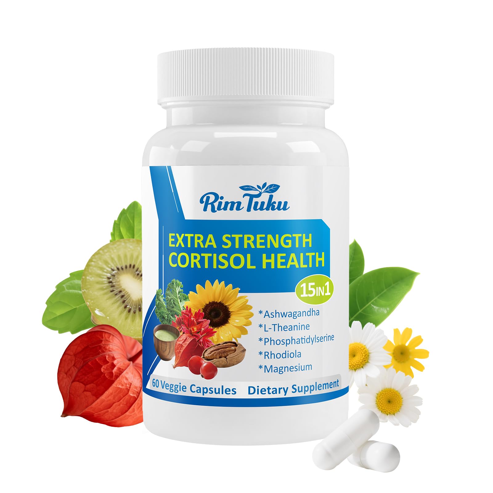 RimTuku Cortisol Supplements 60 capsules front view