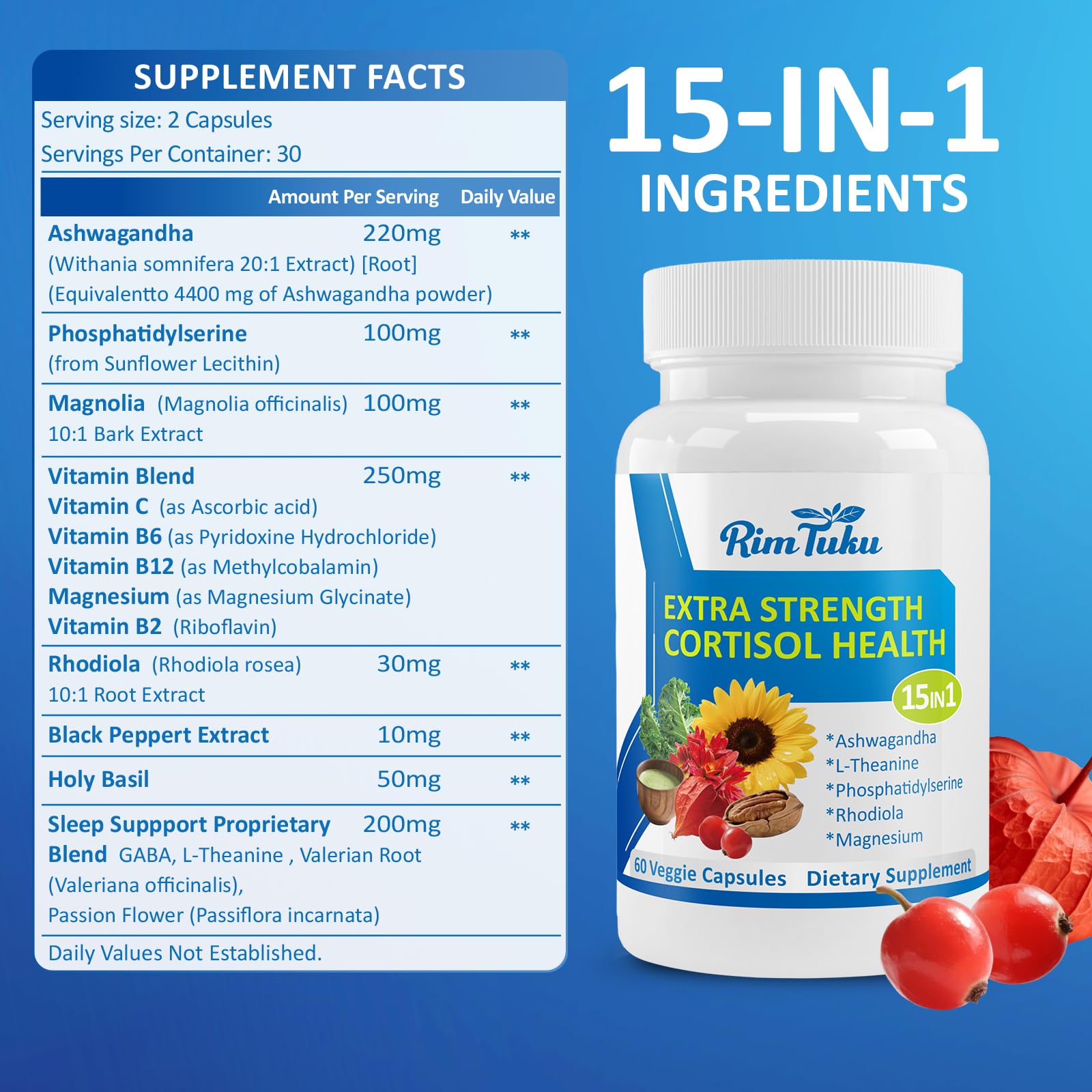RimTuku Cortisol Supplements ingredients list