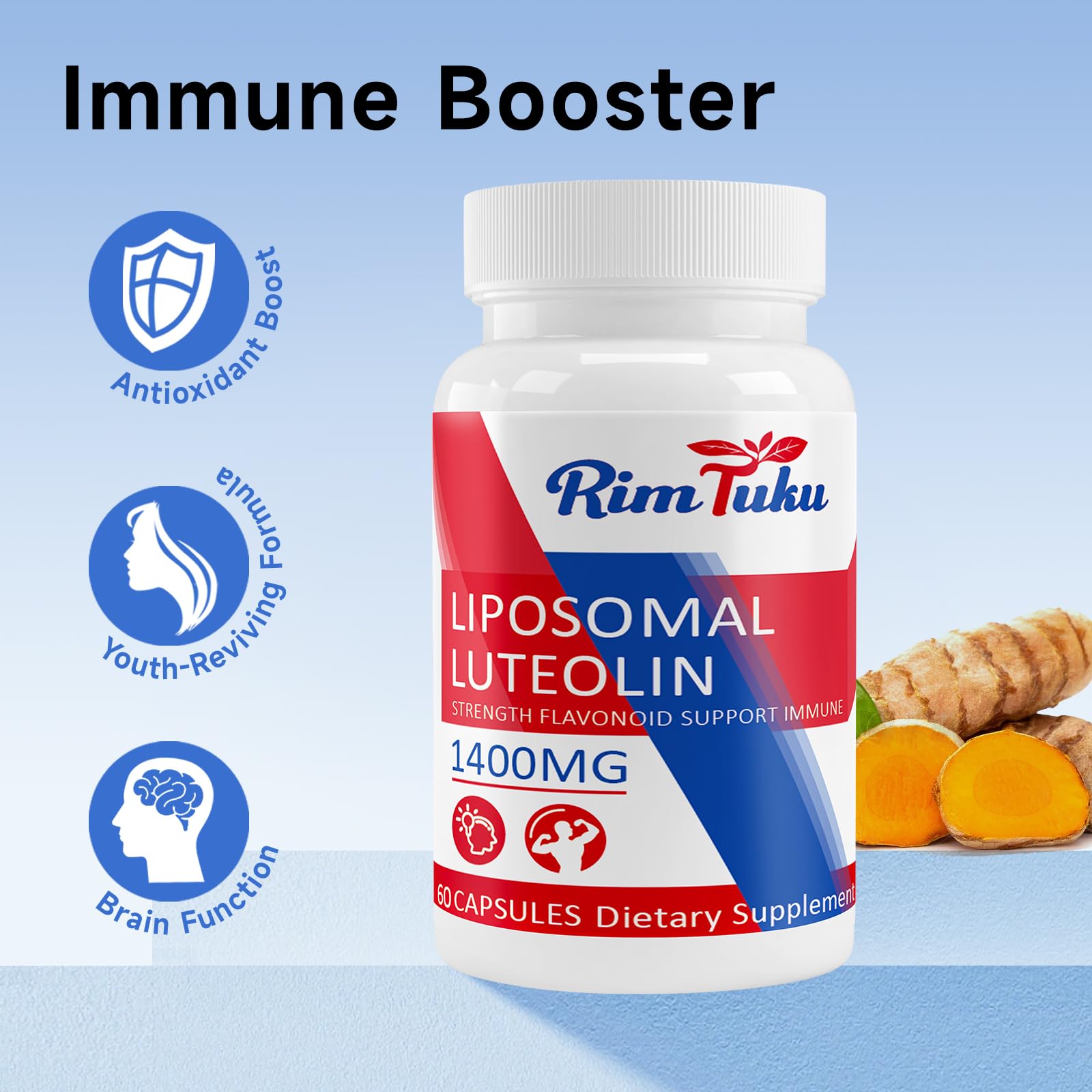 RimTuku Liposomal Luteolin 1400MG Supplement ingredients close-up