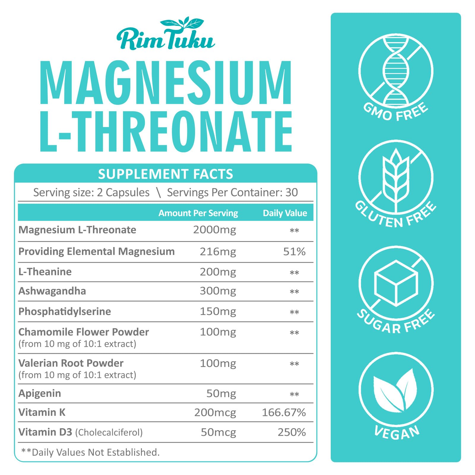 RimTuku Magnesium L-Threonate supplement label close-up