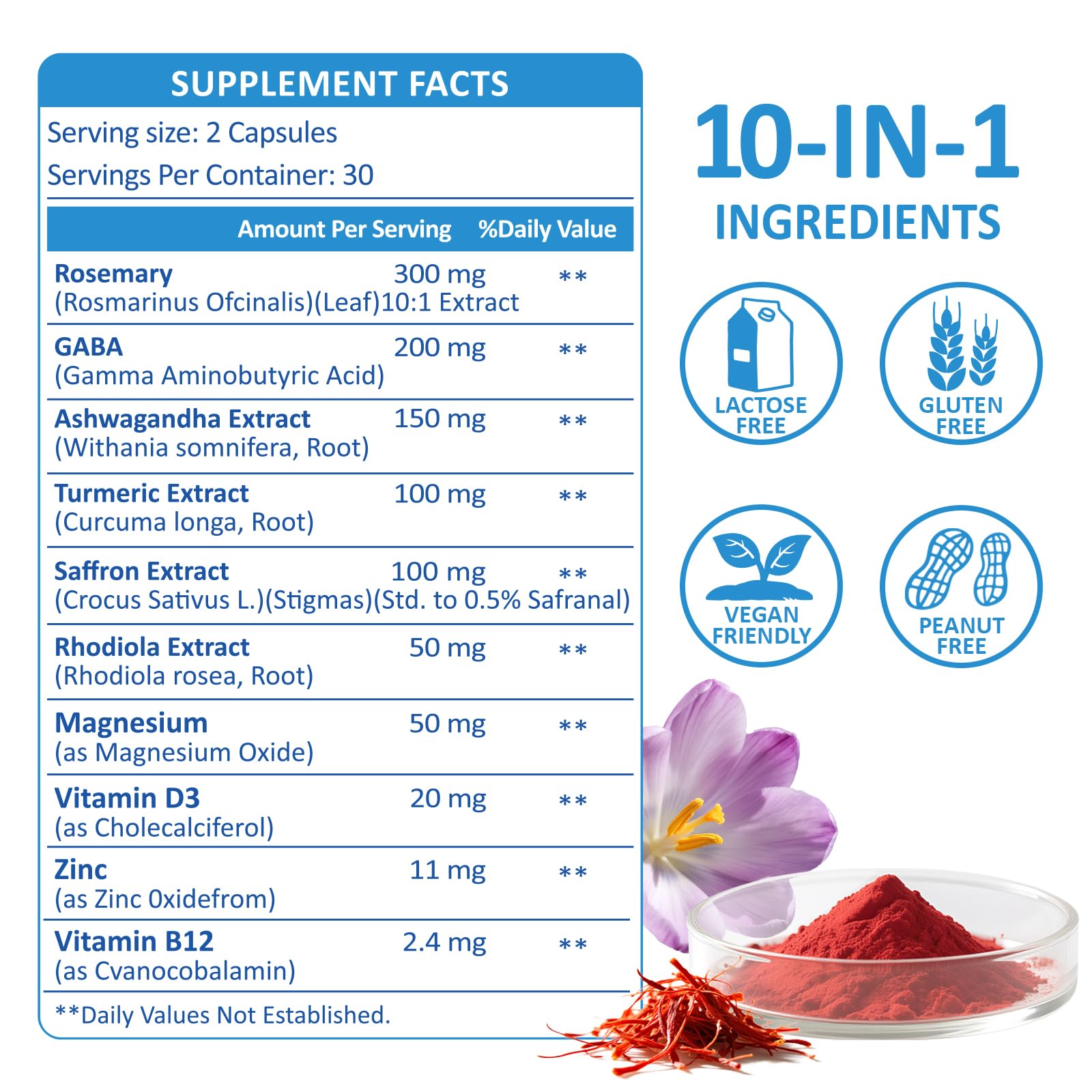 RimTuku Organic Saffron Supplements 10in1 capsules in a bowl