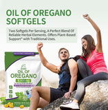 RIOWEGO Oil of Oregano Softgels displayed with a measuring spoon