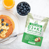 RIOWEGO Vitamin D3 K2 Softgels displayed with a measuring spoon