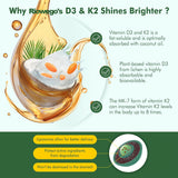 RIOWEGO Vitamin D3 K2 Softgels on a wooden table