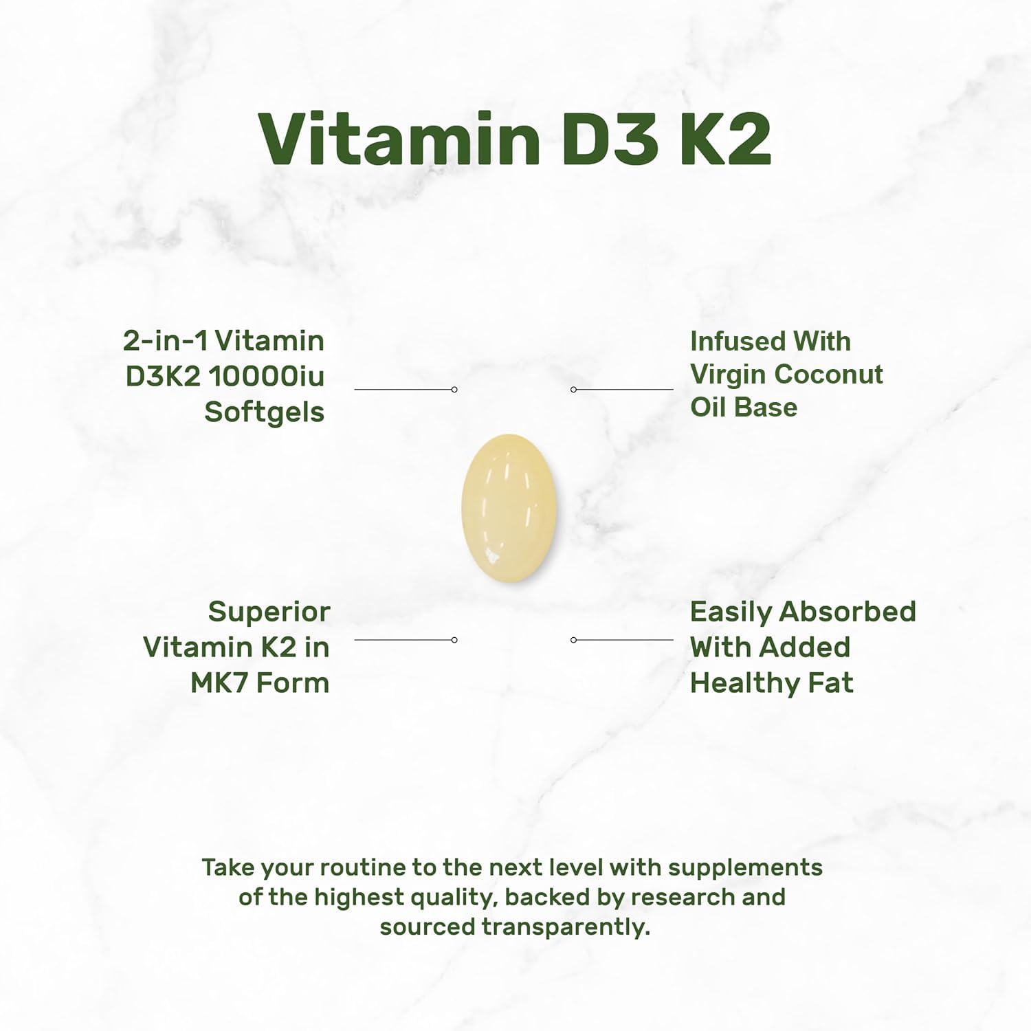 RIOWEGO Vitamin D3 K2 Softgels with coconut oil