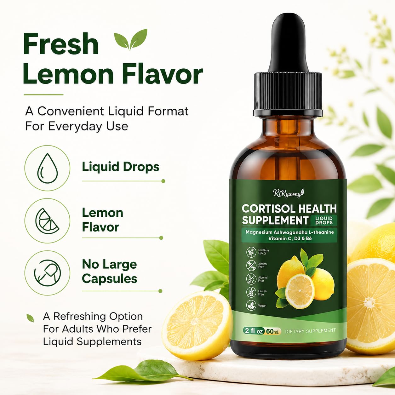 RiRywony Cortisol Supplements with ingredients list visible