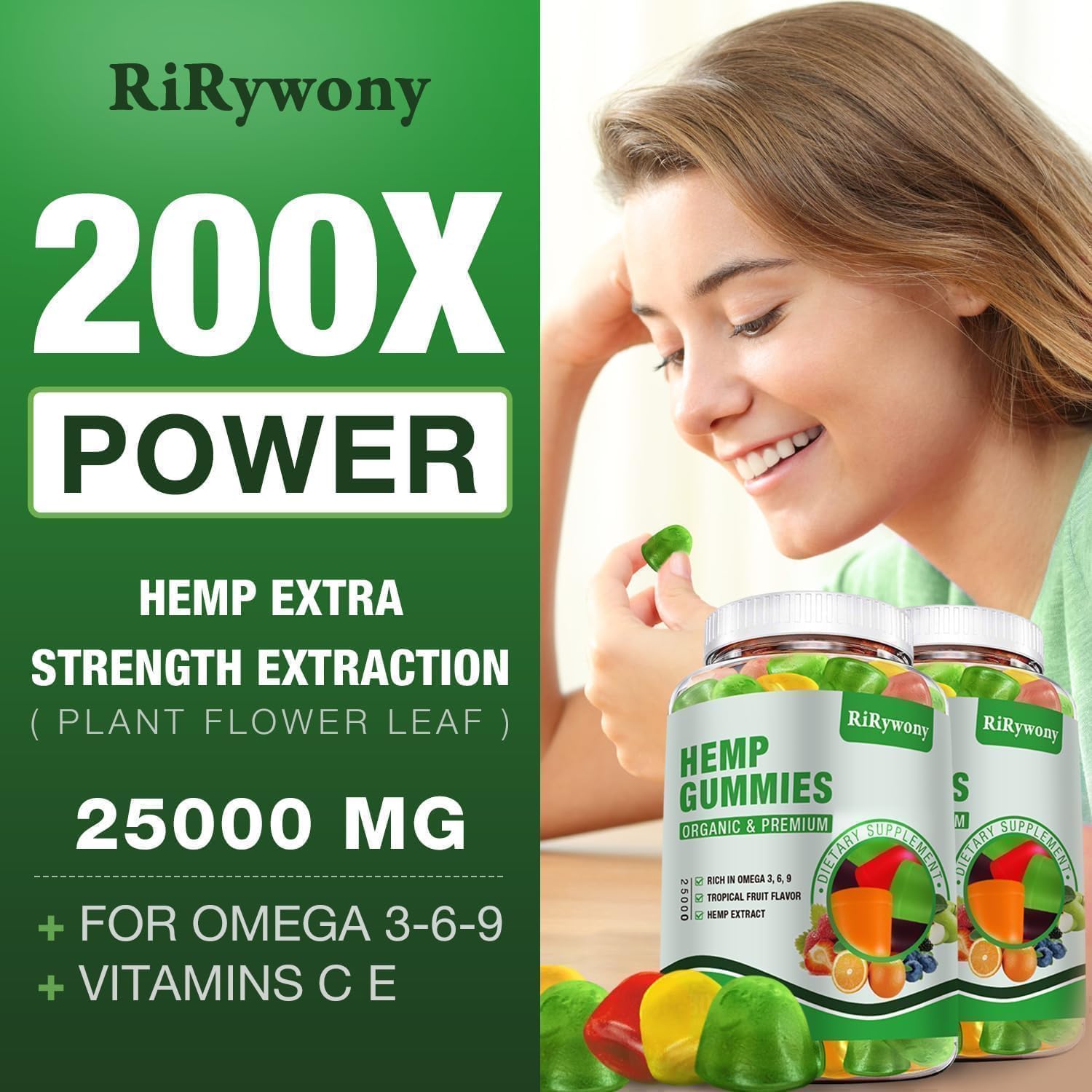 RiRywony Health Hemp Gummies 80 count with natural fruit flavour