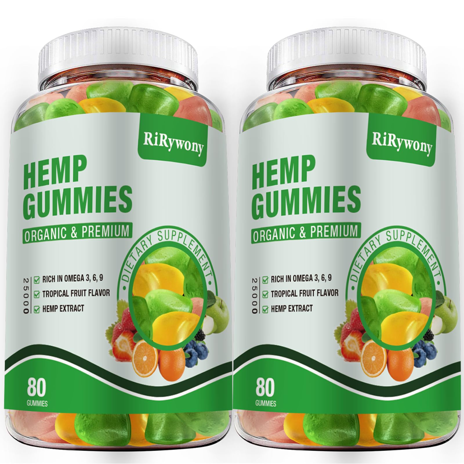 RiRywony Health Hemp Gummies bottle front view with 80 gummies