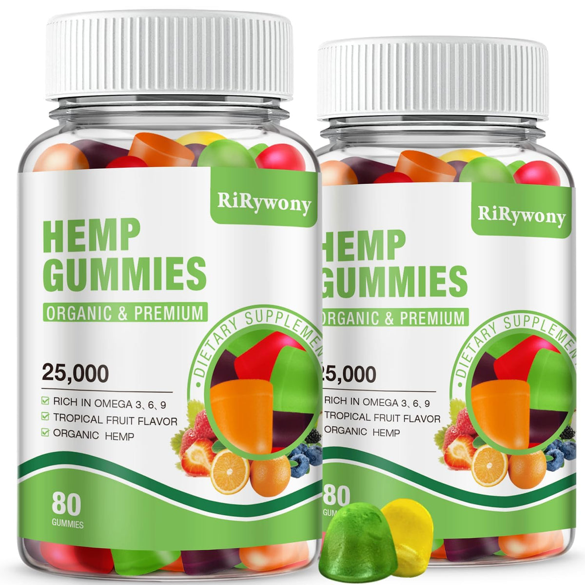RiRywony Health Hemp Gummies Omega 3-6-9 bottle front view