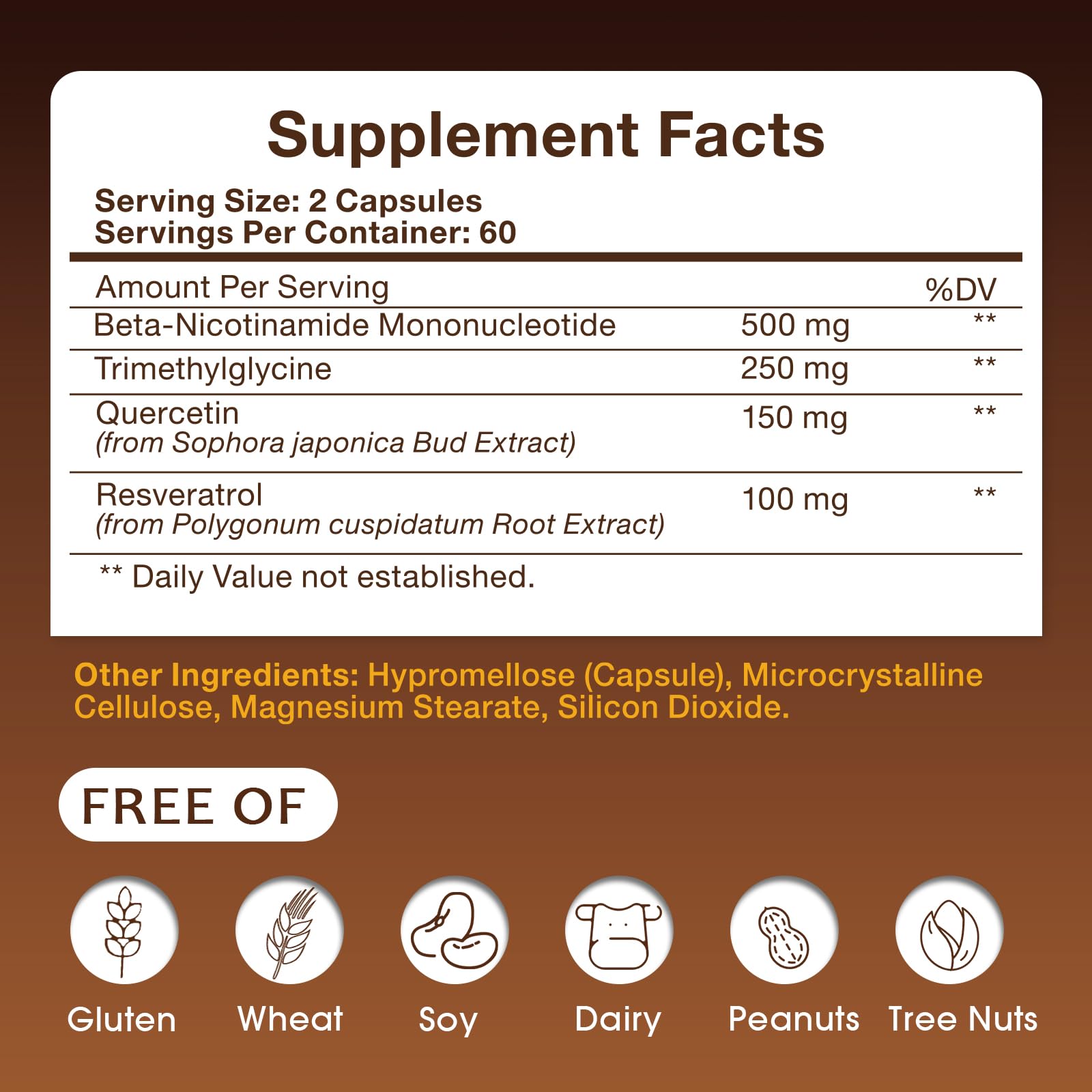 RiRywony Health NMN Supplement 1000mg ingredients list