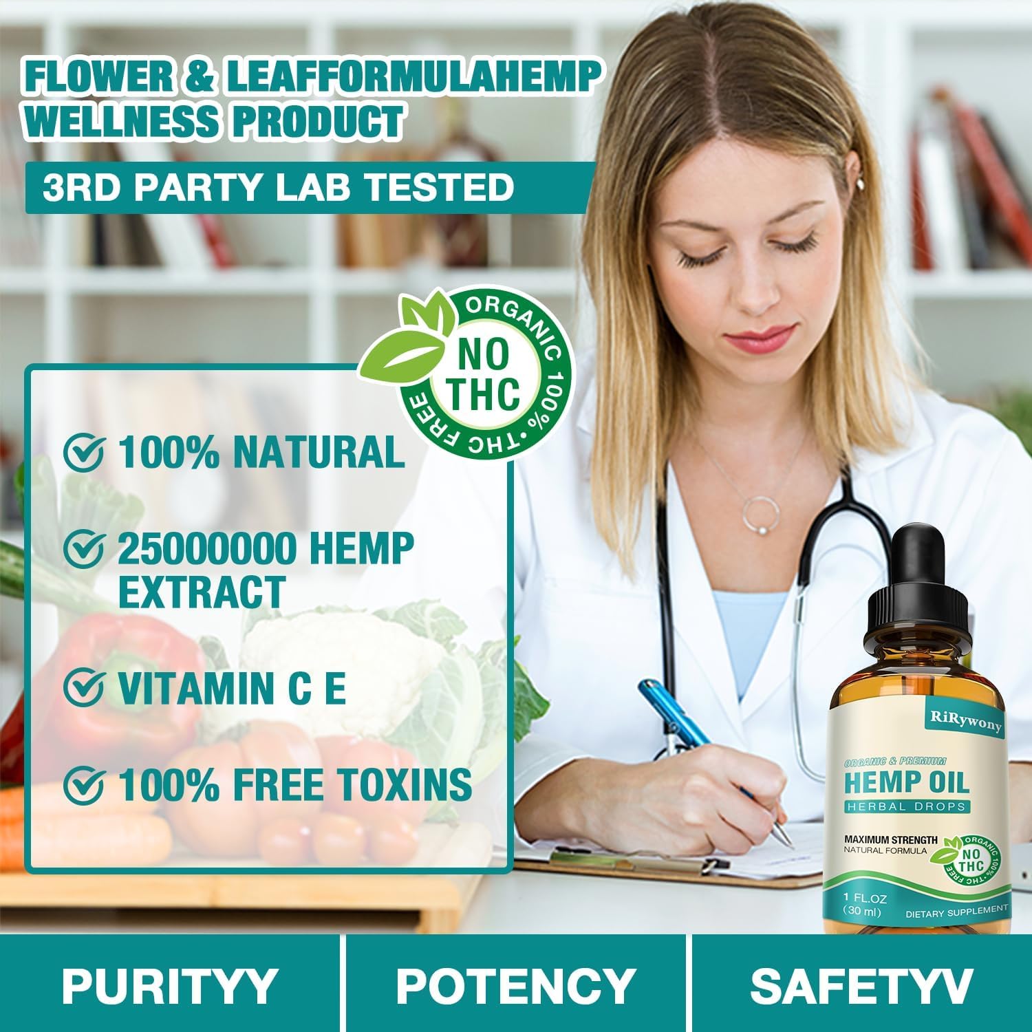 RiRywony Health Organic Hemp Oil 250ml lifestyle scene