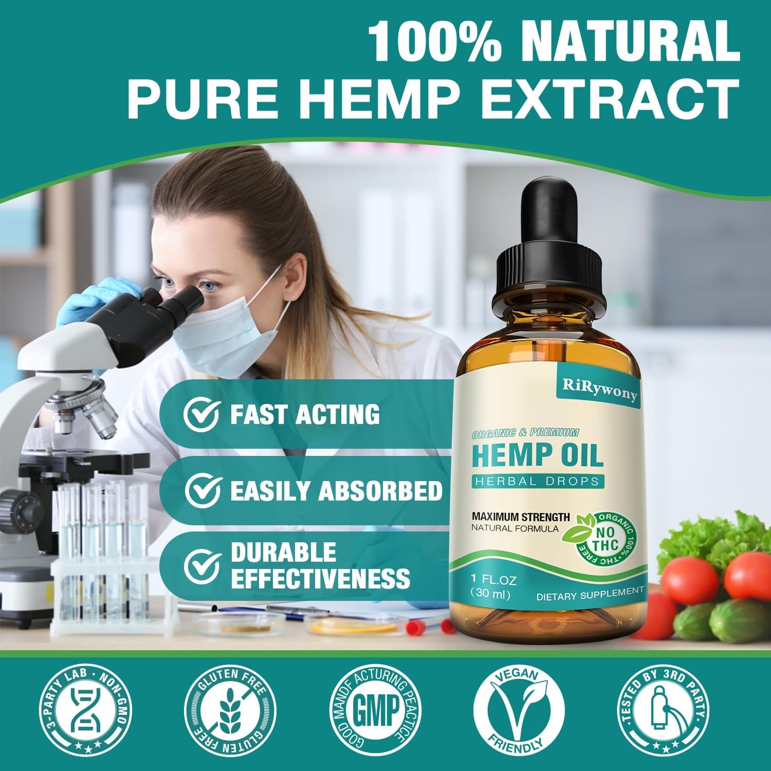 RiRywony Health Organic Hemp Oil 250ml packaging