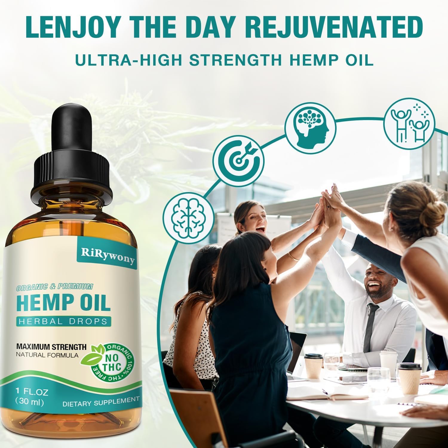 RiRywony Health Organic Hemp Oil 250ml side view