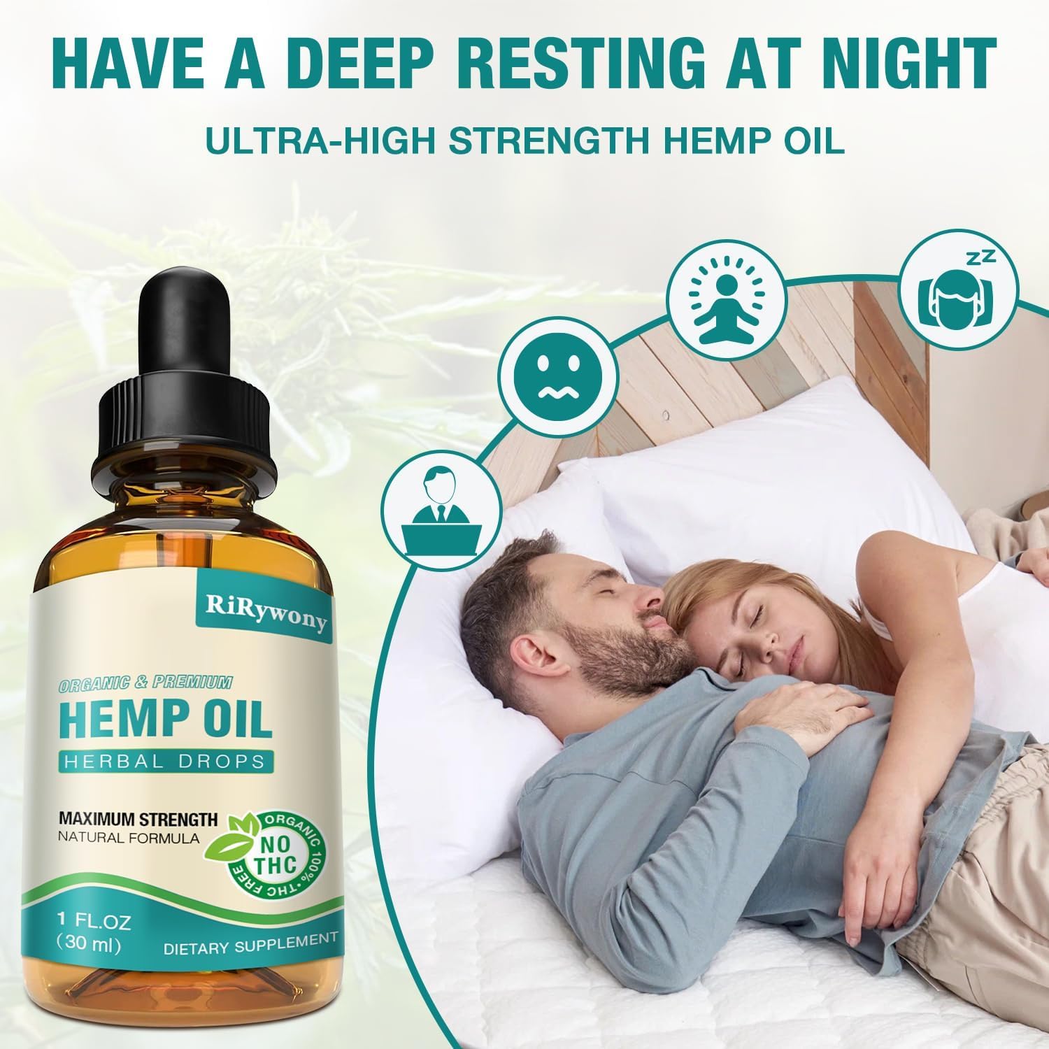 RiRywony Health Organic Hemp Oil 250ml with dropper