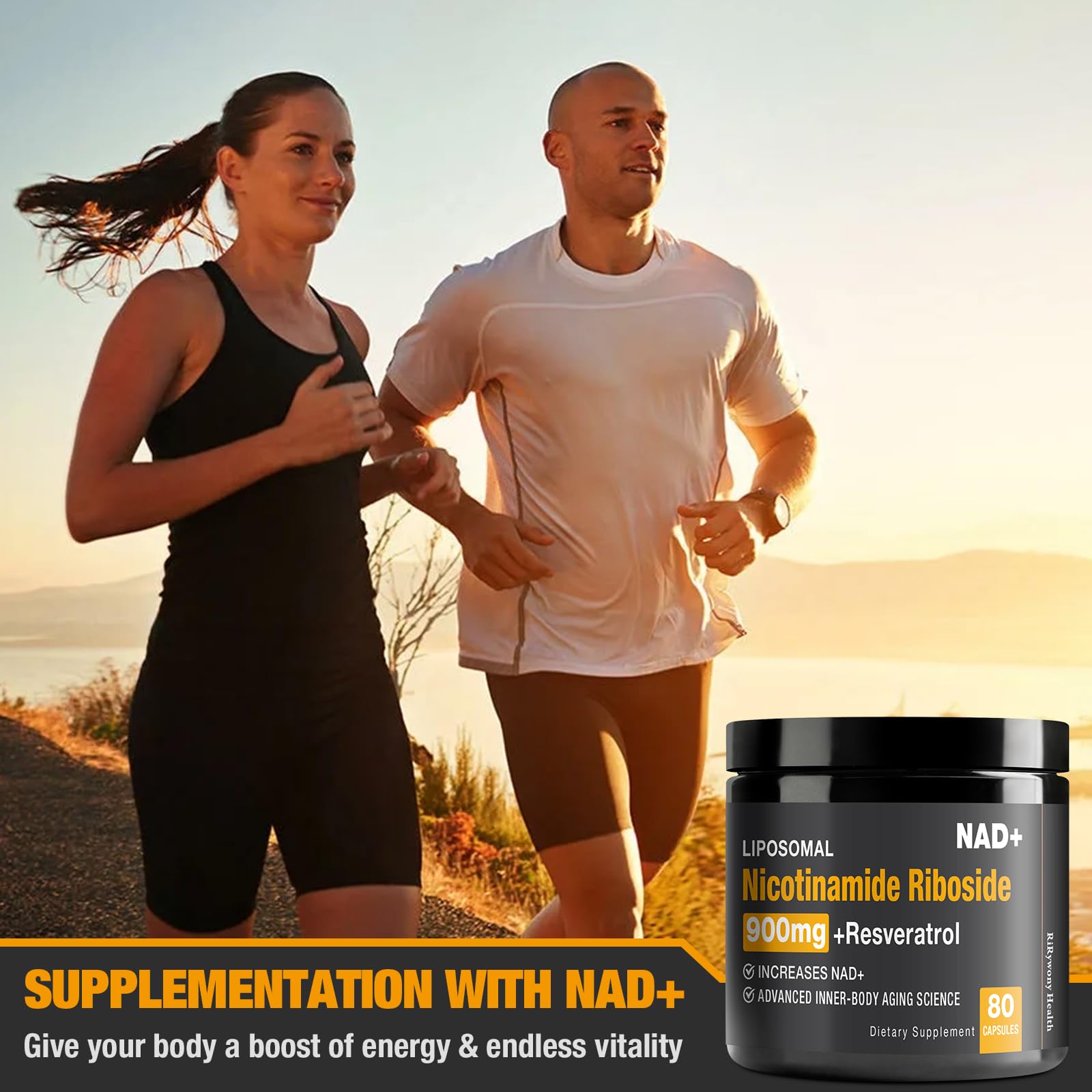 RiRywony Health Resveratrol 900mg NAD+ Supplement capsule close-up