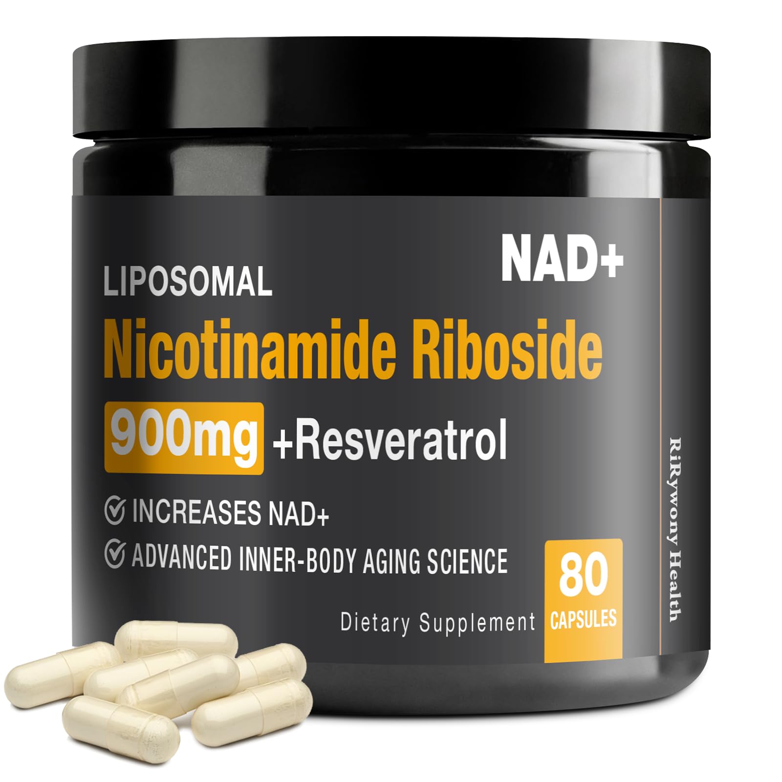 RiRywony Health Resveratrol 900mg NAD+ Supplement front view