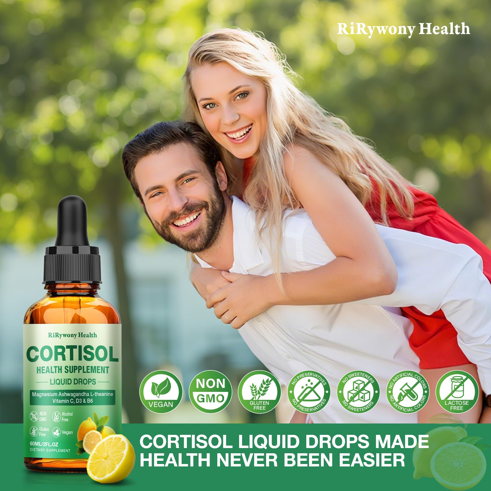 RiRywony Health Sleep Supplement Liquid Drops 60ml in a glass of water
