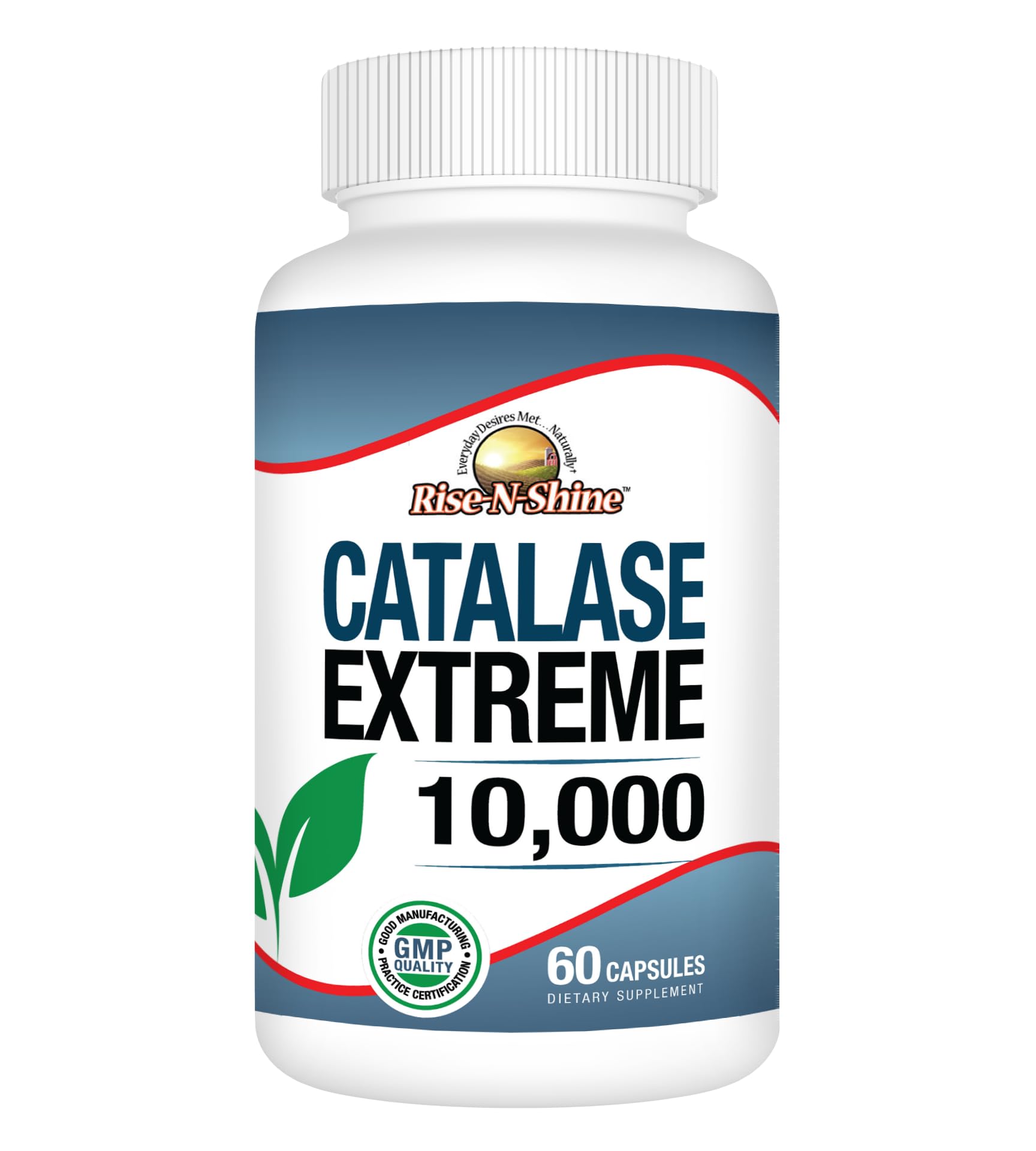 Rise-N-Shine Catalase Extreme 10,000 supplement front view with packaging