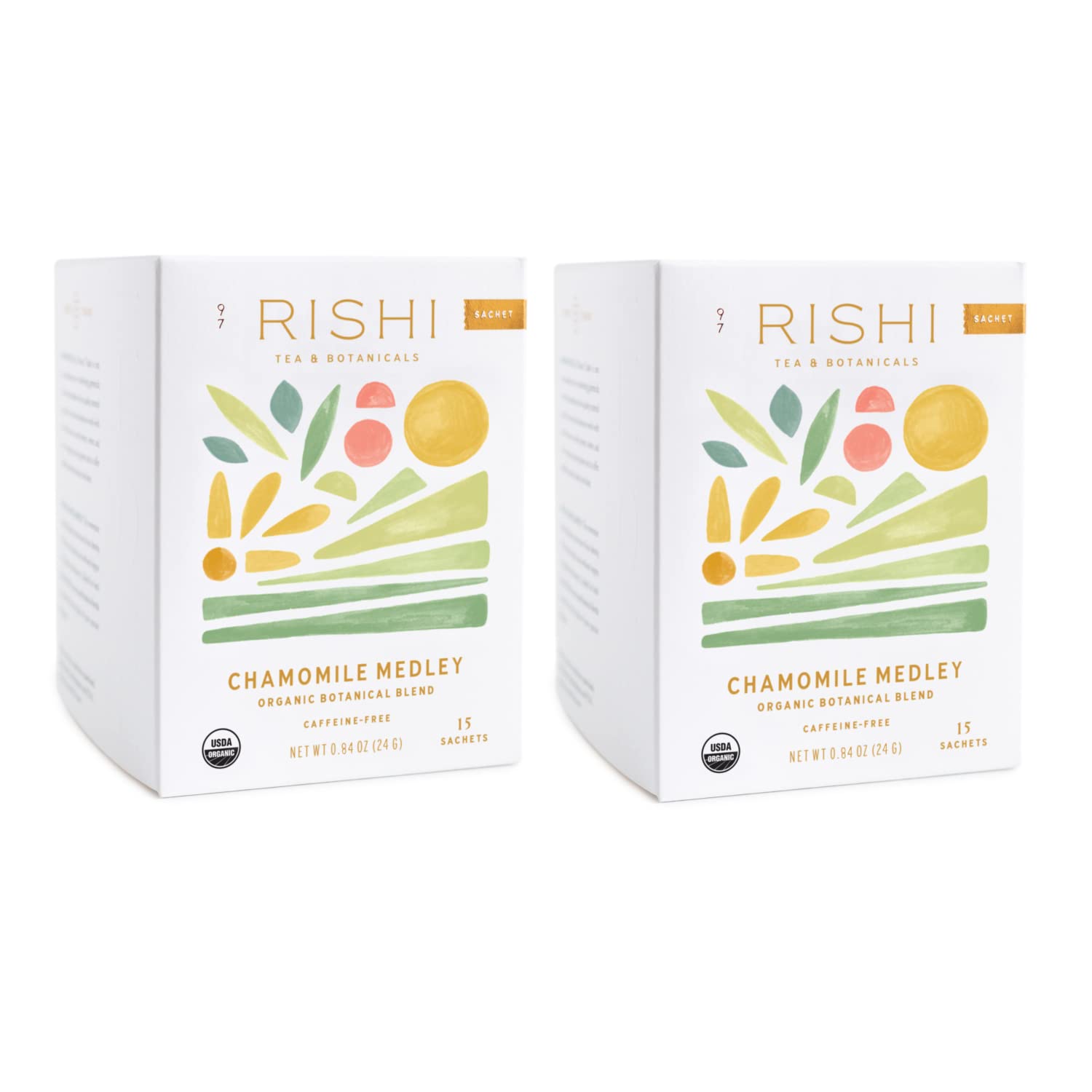 Rishi Tea Chamomile Herbal Supplement front view packaging