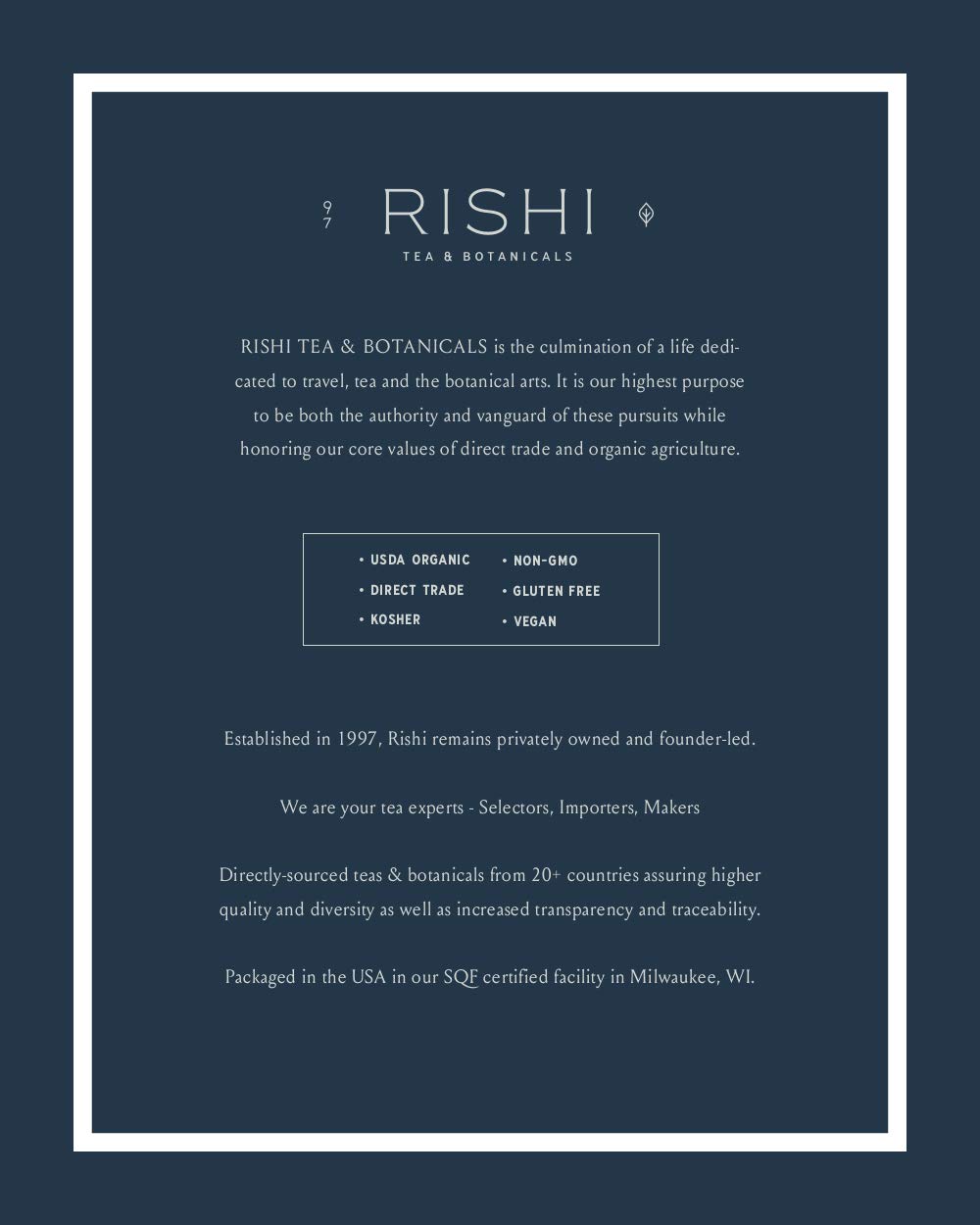 Rishi Tea Chamomile Herbal Supplement with a cup of tea