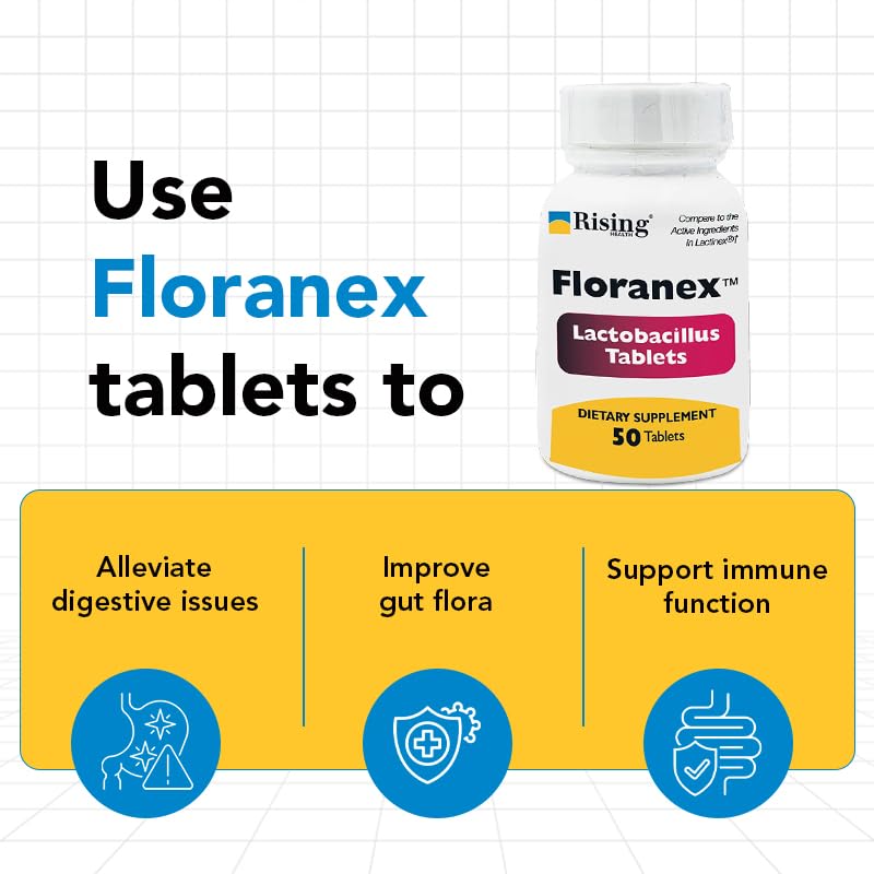 Rising Floranex Probiotic Tablets on a wooden table