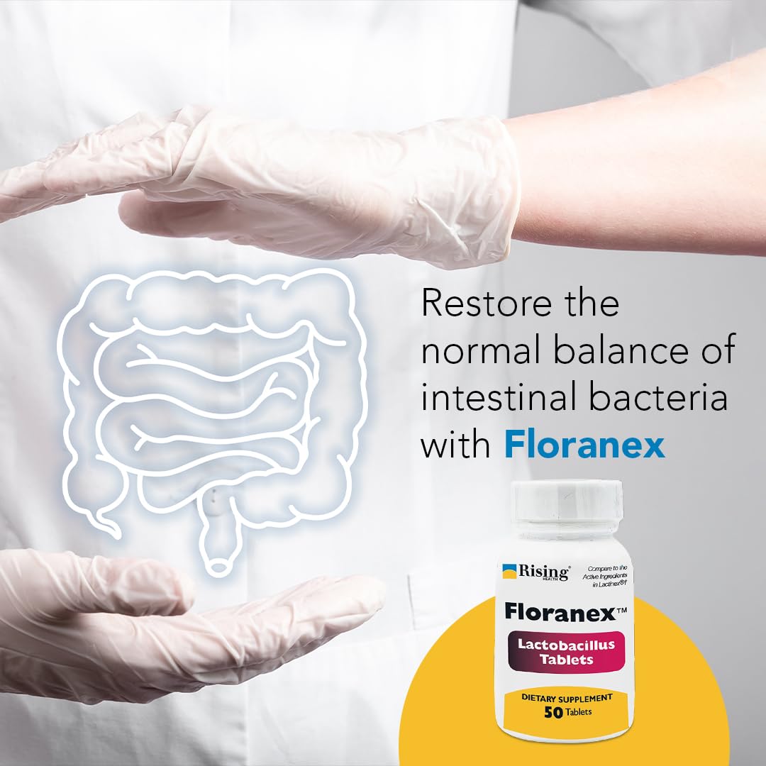 Rising Floranex Probiotic Tablets showing dosage instructions