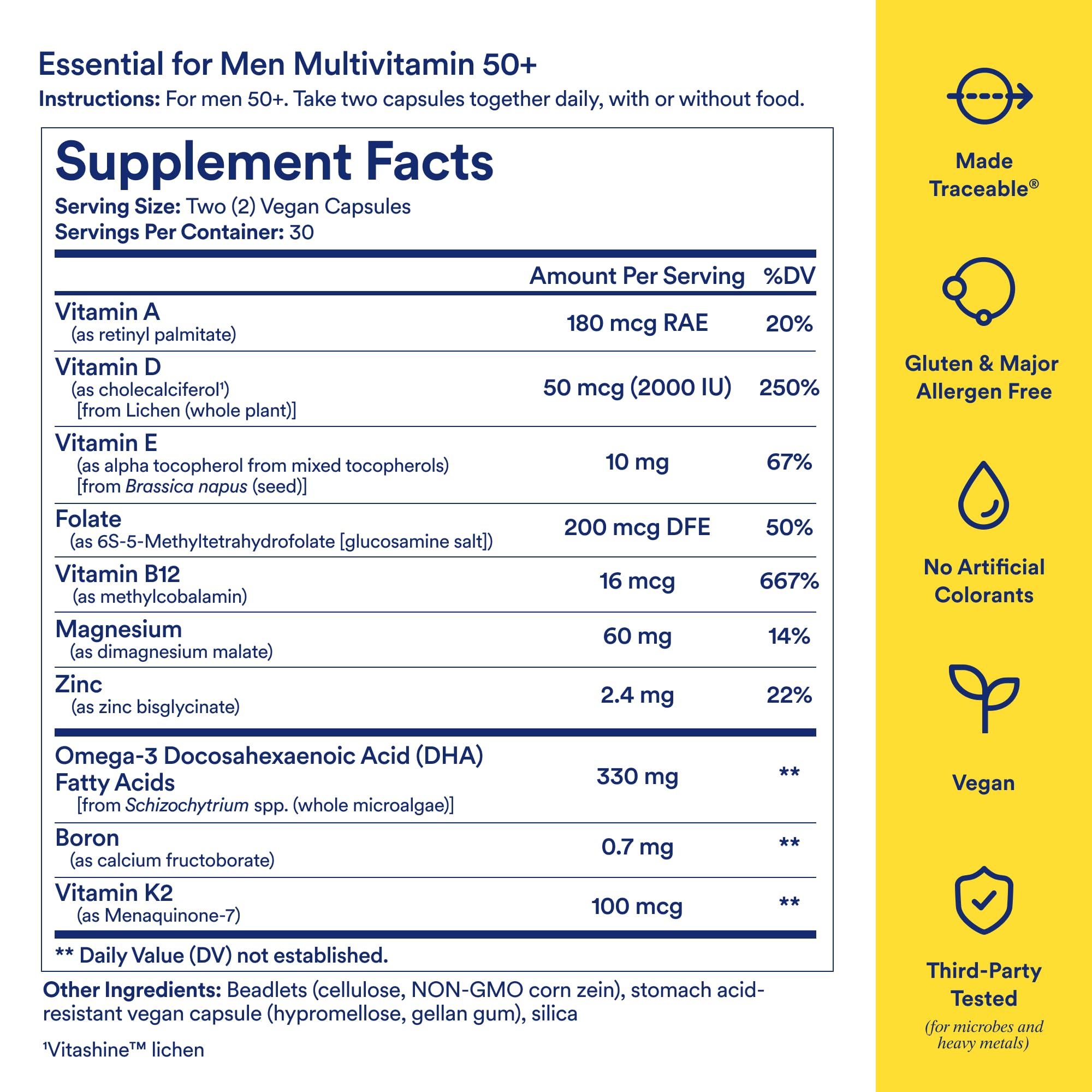 Ritual Essential for Men Multivitamin 50+ side view of the bottle