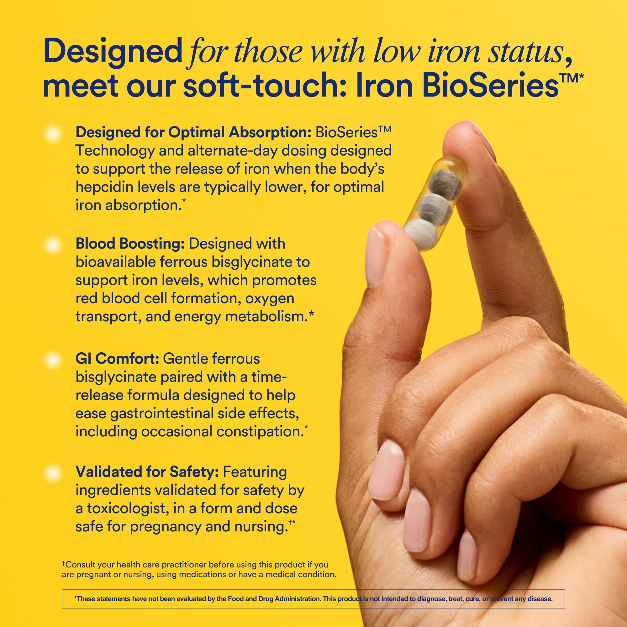 Ritual Iron Supplement capsules in a hand