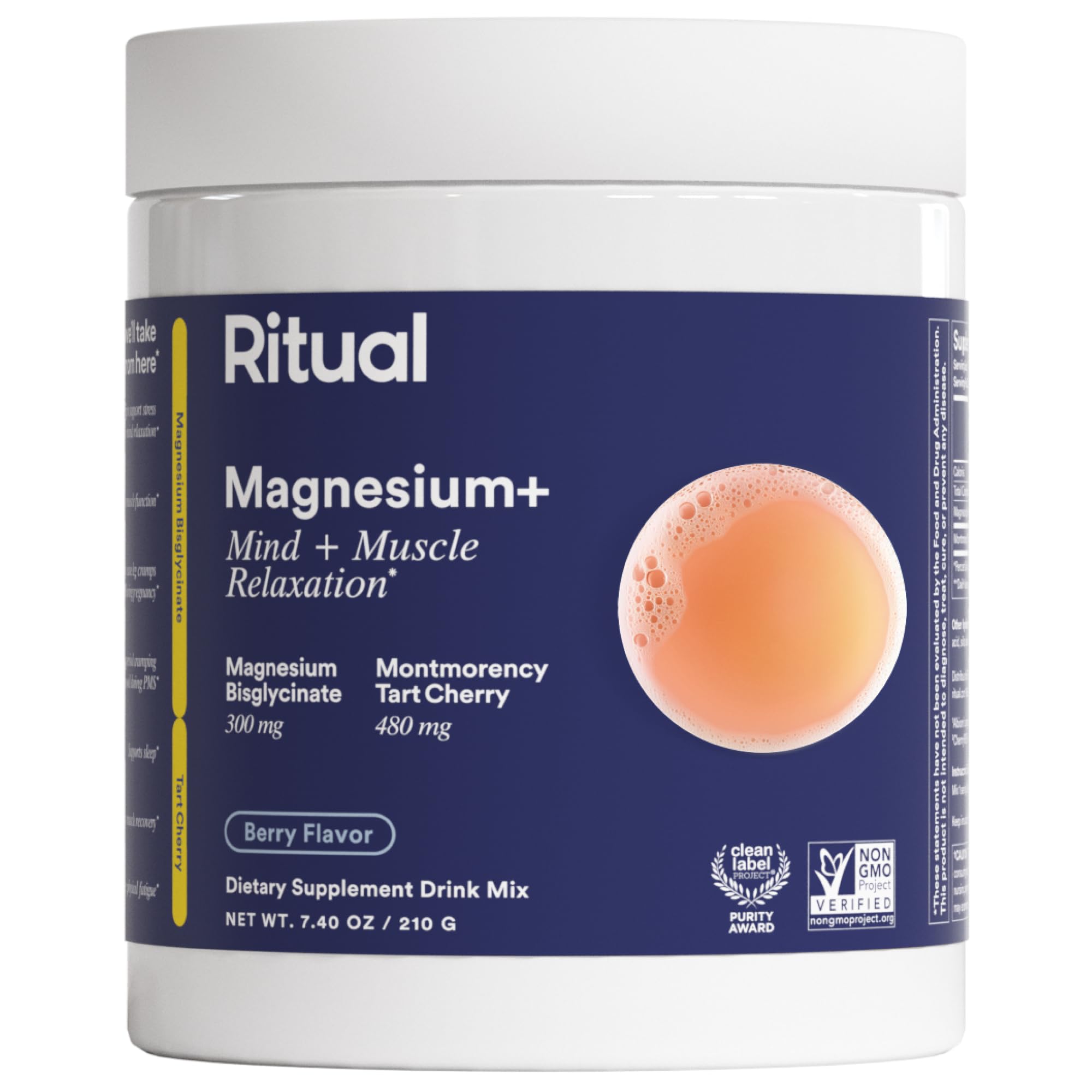 Ritual Magnesium Bisglycinate Capsules front view with Tart Cherry extract
