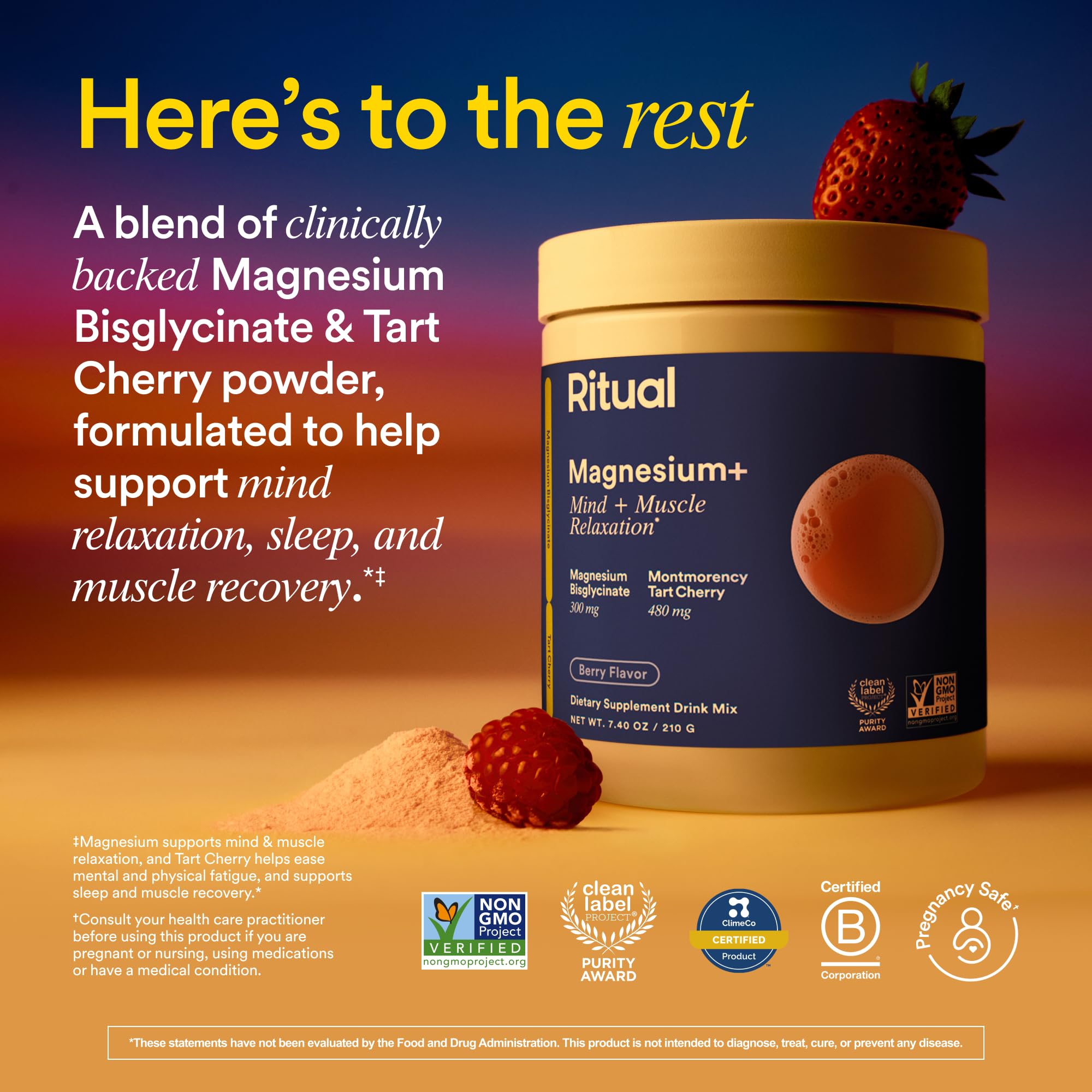 Ritual Magnesium Bisglycinate Capsules side view showing dosage information