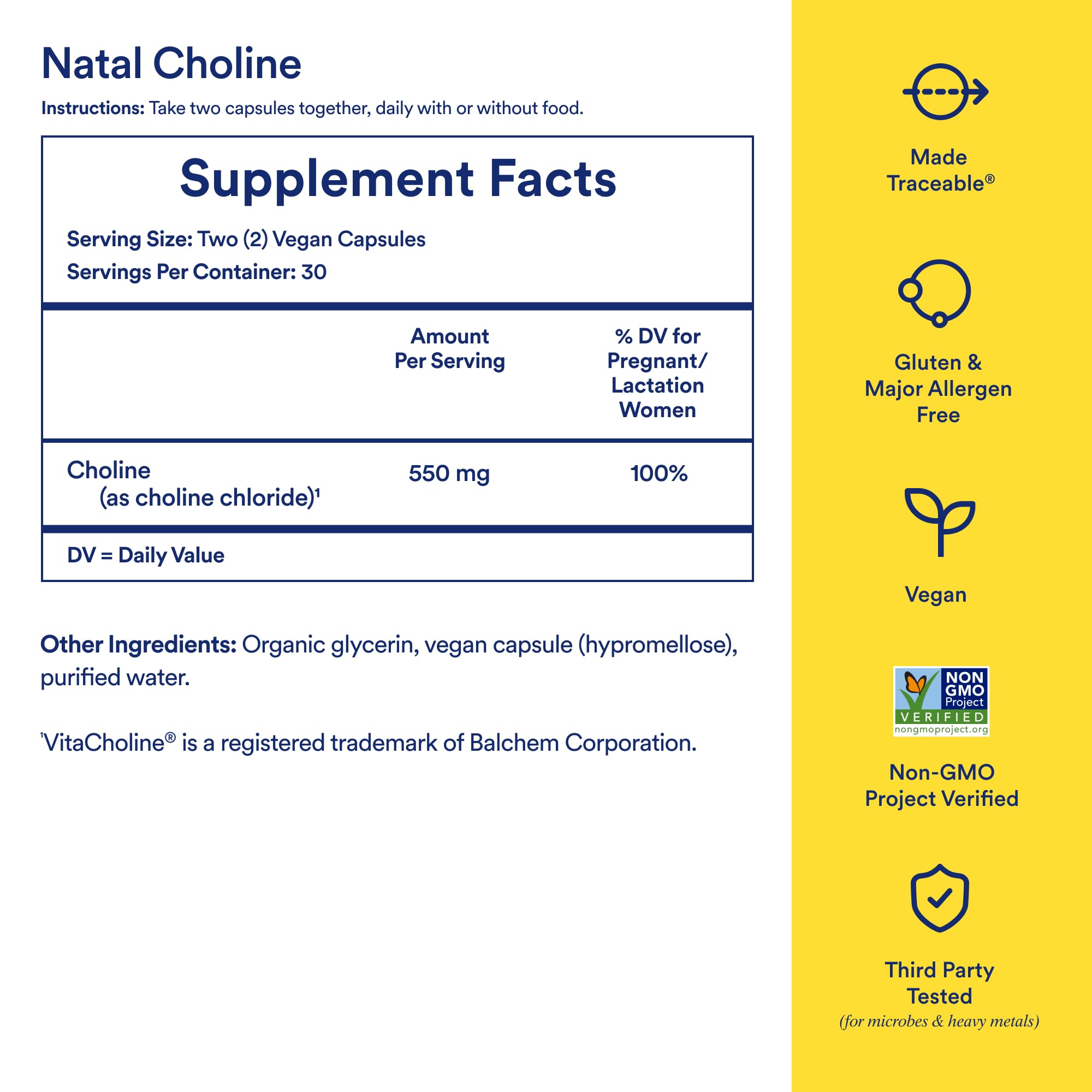 Ritual Natal Choline Supplement 550mg side view