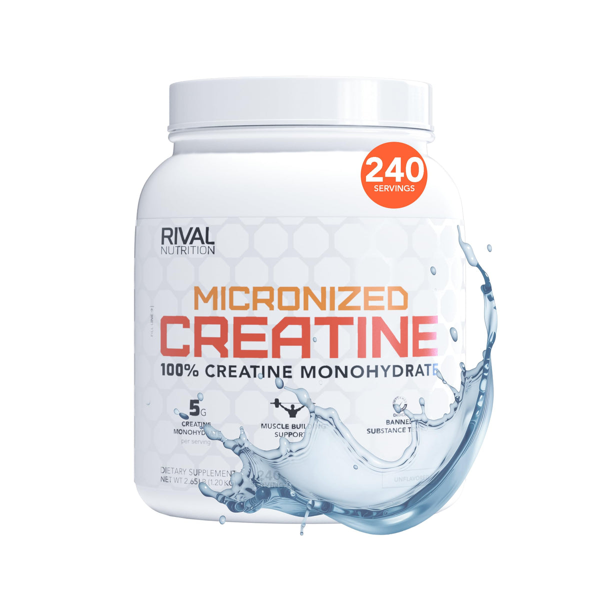 RIVAL NUTRITION Creatine Monohydrate 1361g front view
