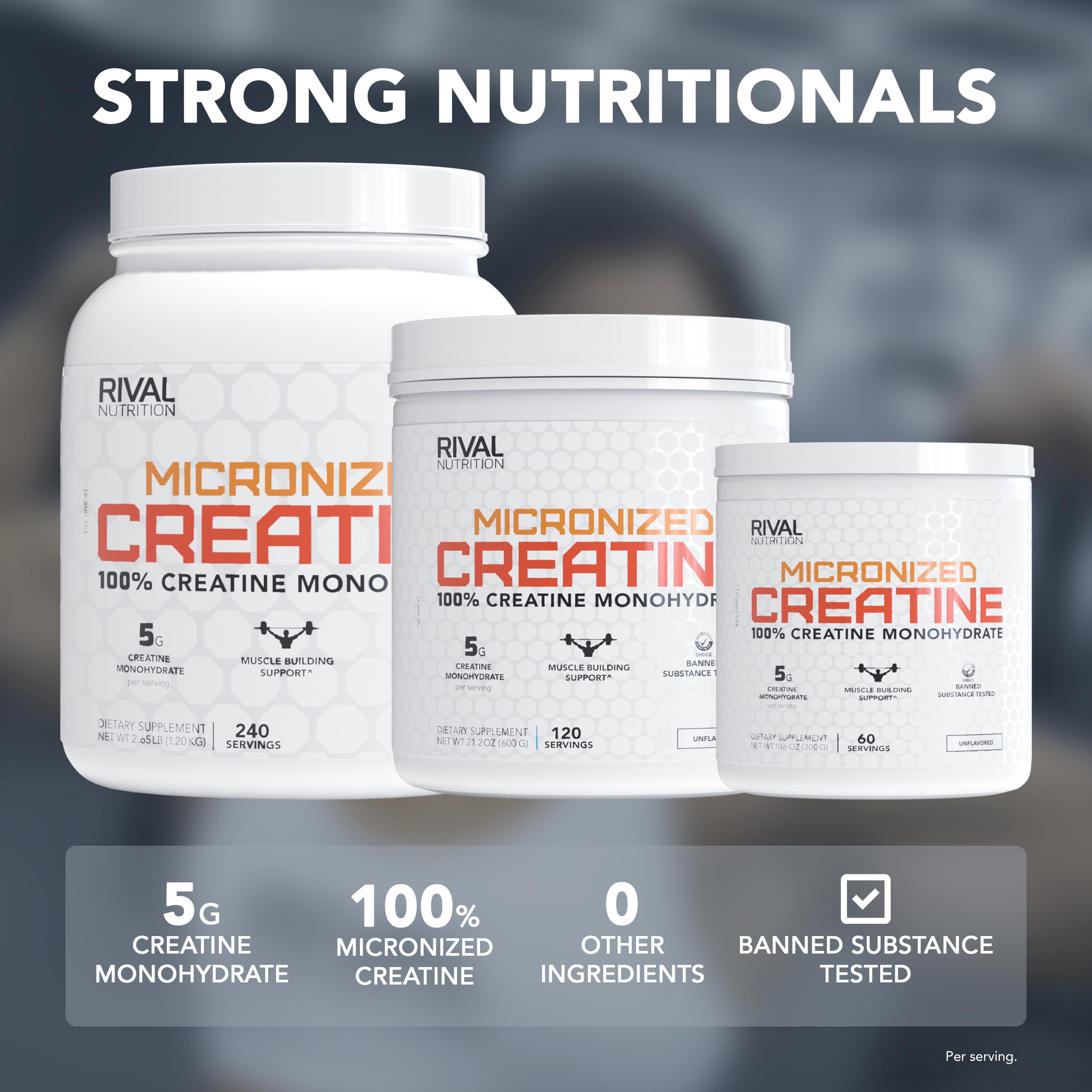 RIVAL NUTRITION Creatine Monohydrate 1361g scoop