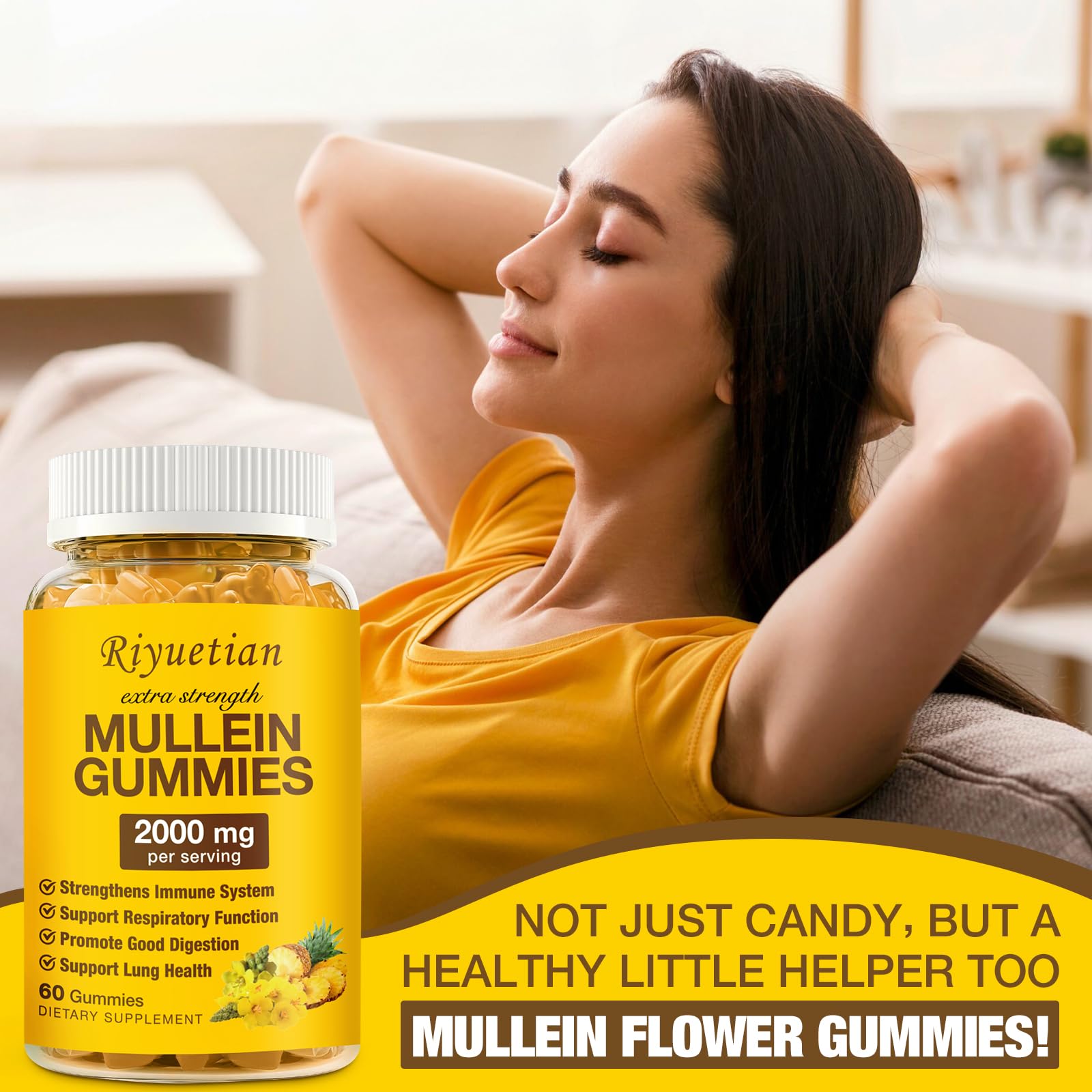 Riyuetian Mullein Gummies back view with nutritional information