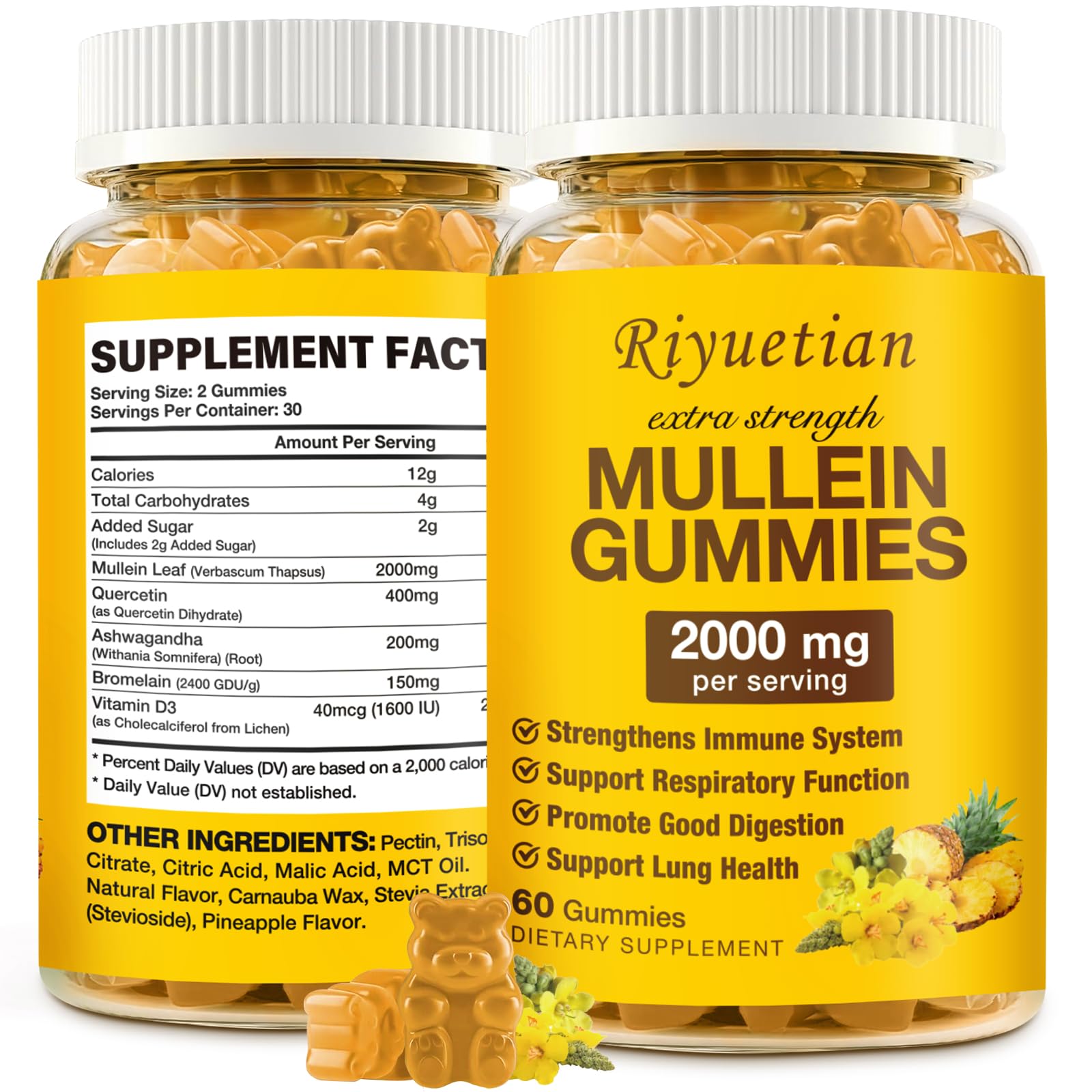 Riyuetian Mullein Gummies front view packaging