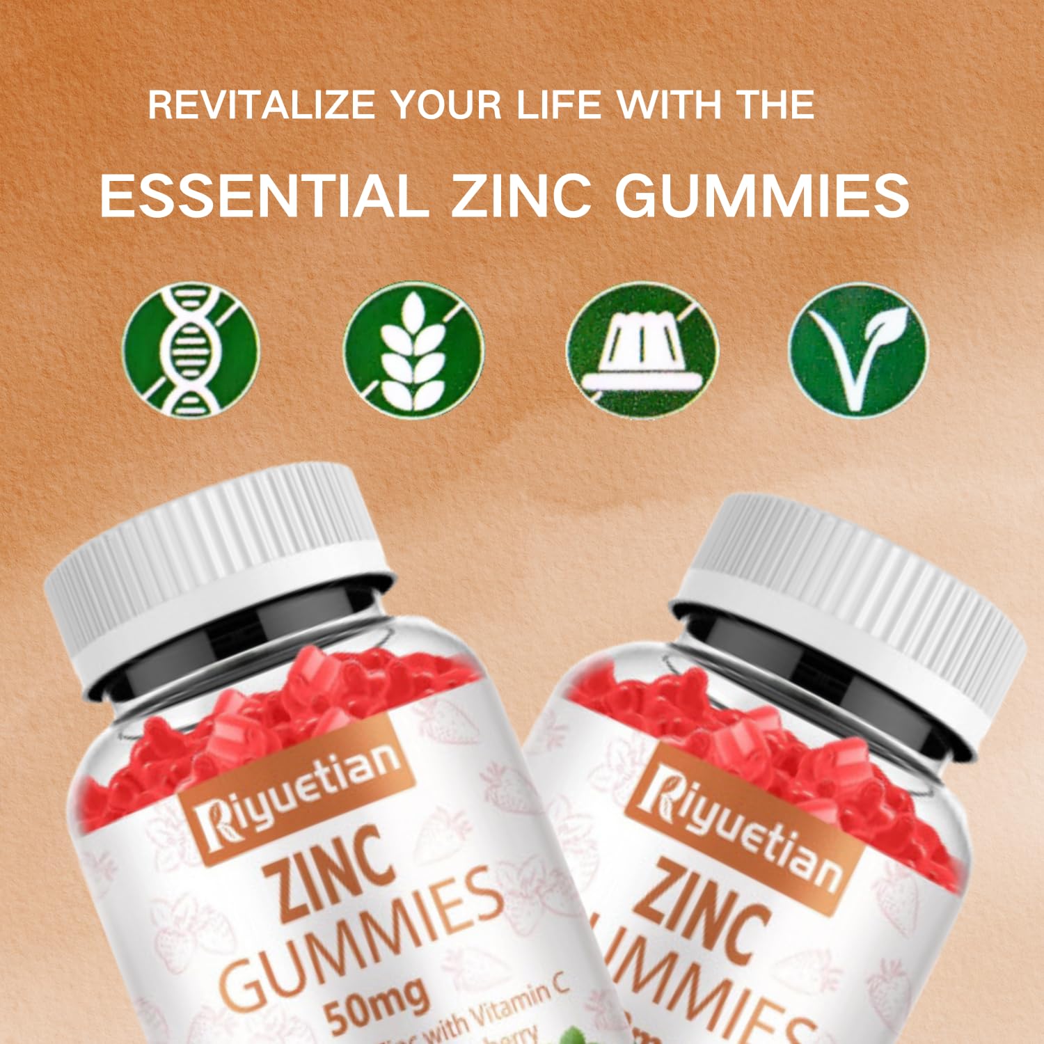 Riyuetian Zinc Gummies nutritional information on packaging