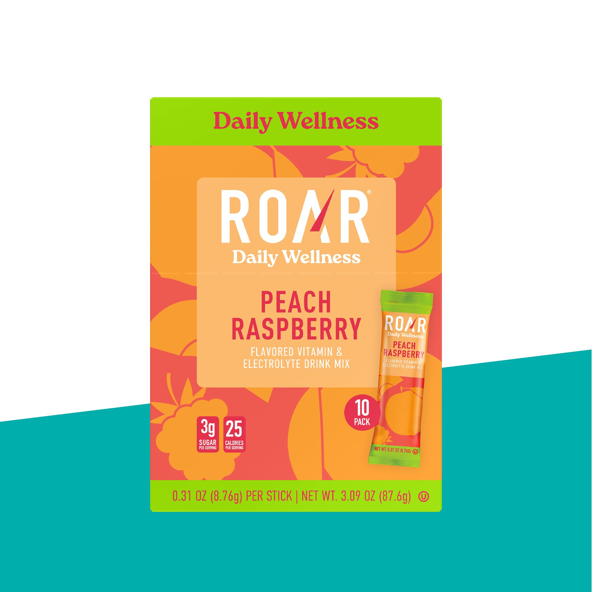 ROAR Daily Wellness hydration powder mixed in a glass